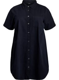 Denim shirtjurk met korte mouwen, Zwart