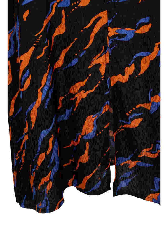 Midi-jurk met print en 3/4-mouwen in viscose, Black Tiger AOP, Packshot image number 3