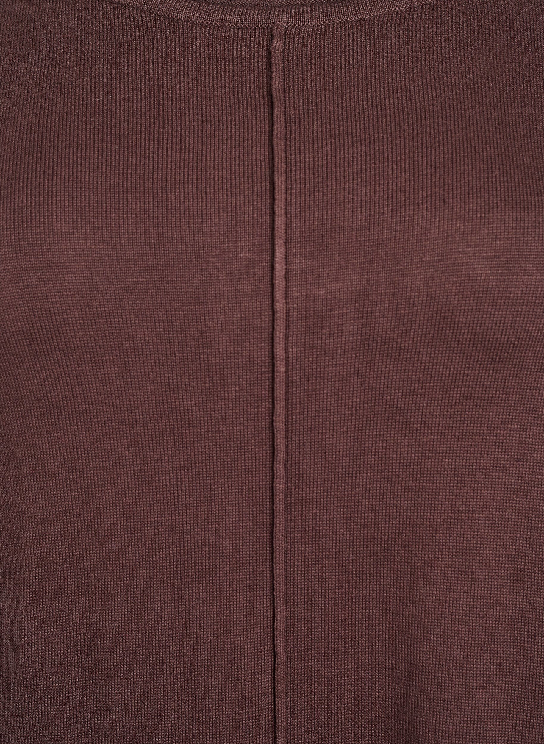 ZizziGebreide jurk in katoen-viscose blend, Bruin, Packshot image number 2
