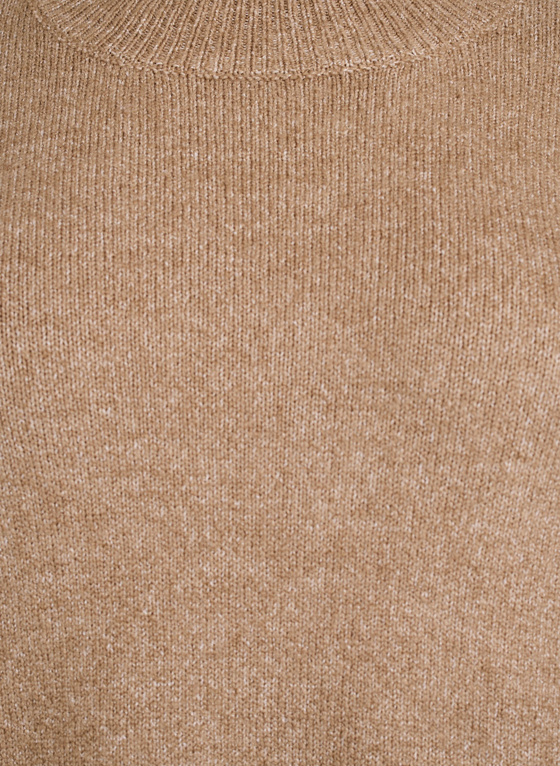 Zizzi Gebreide jurk met contraststiksels, Bruin, Packshot image number 2