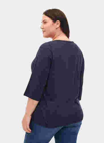 Katoenen blouse met 3/4 mouwen, Night Sky, Model image number 1