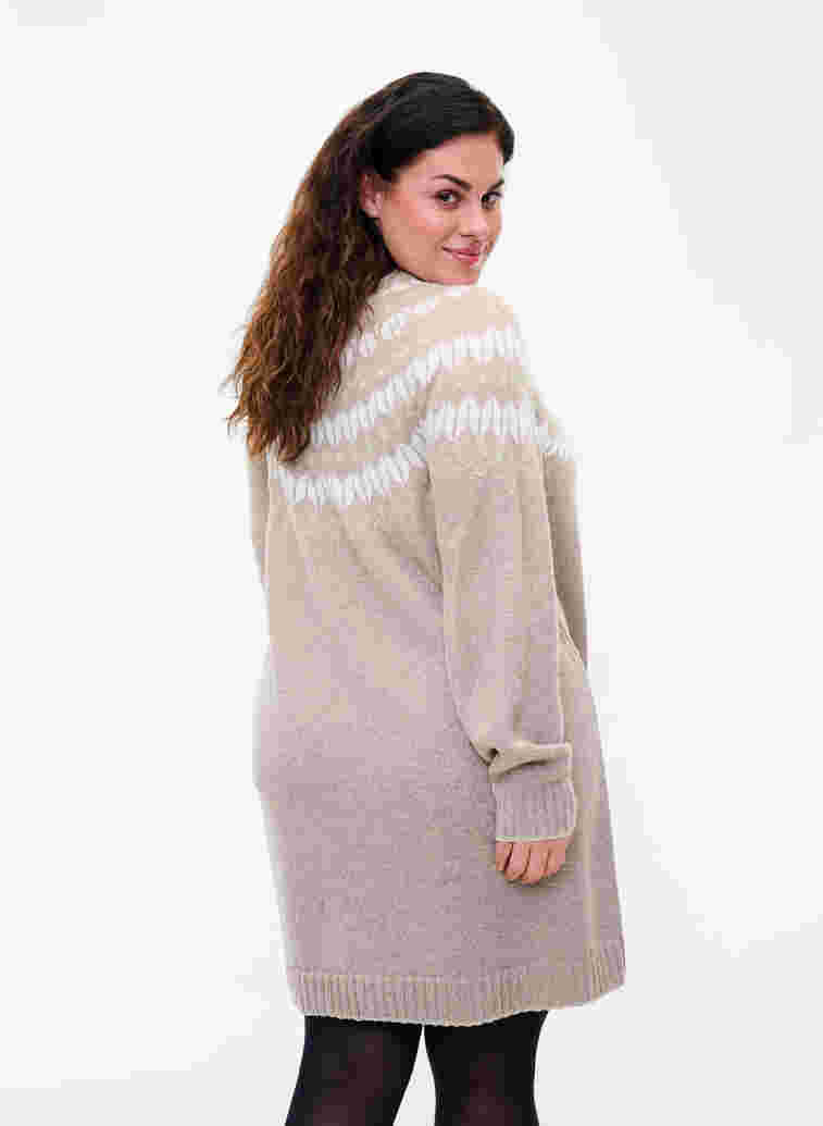 Gebreide jurk met motief en wol, Simply Taupe Comb, Model image number 1