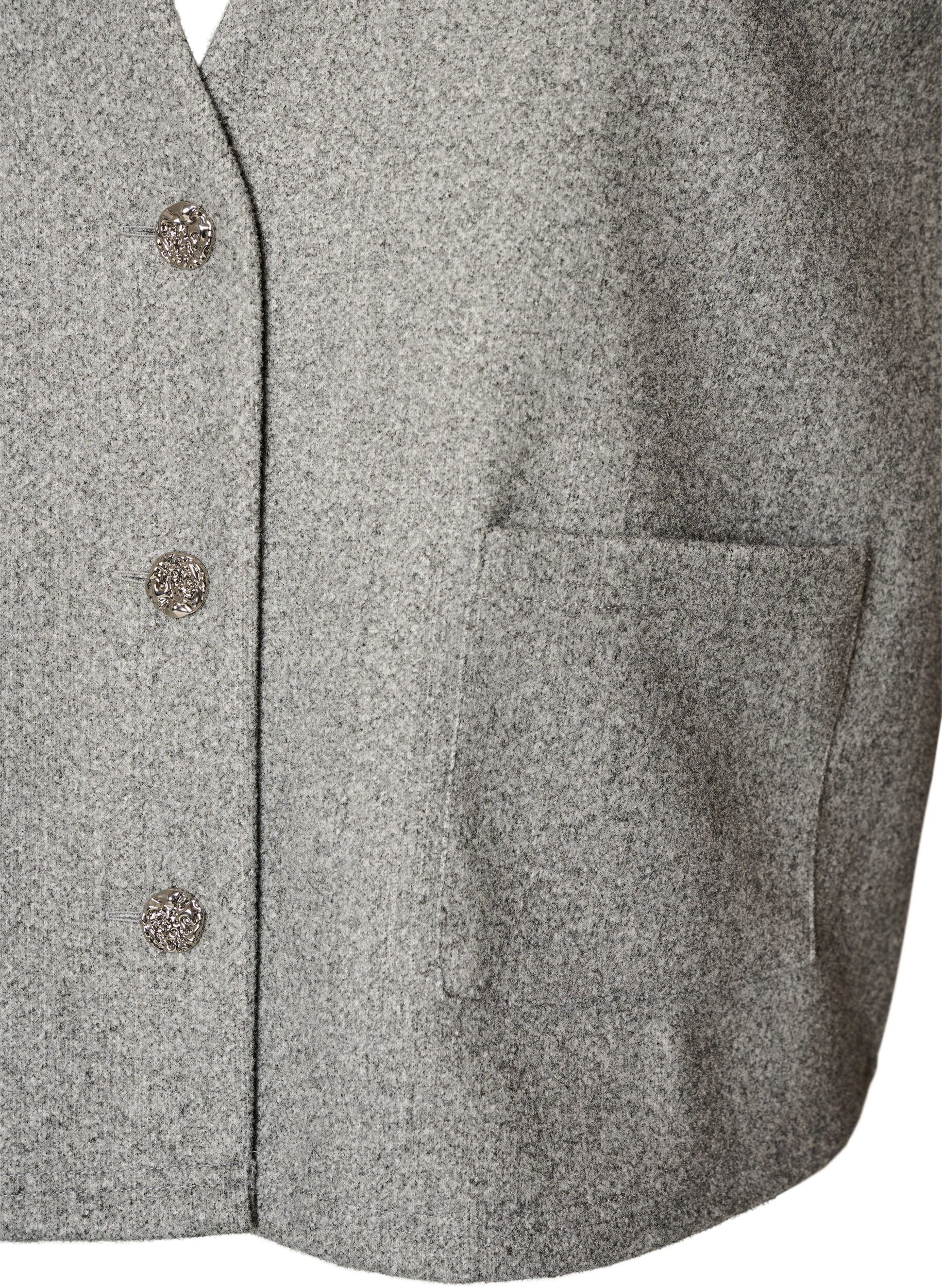 ZizziV-hals gilet met knopen, Grijs, Packshot image number 2