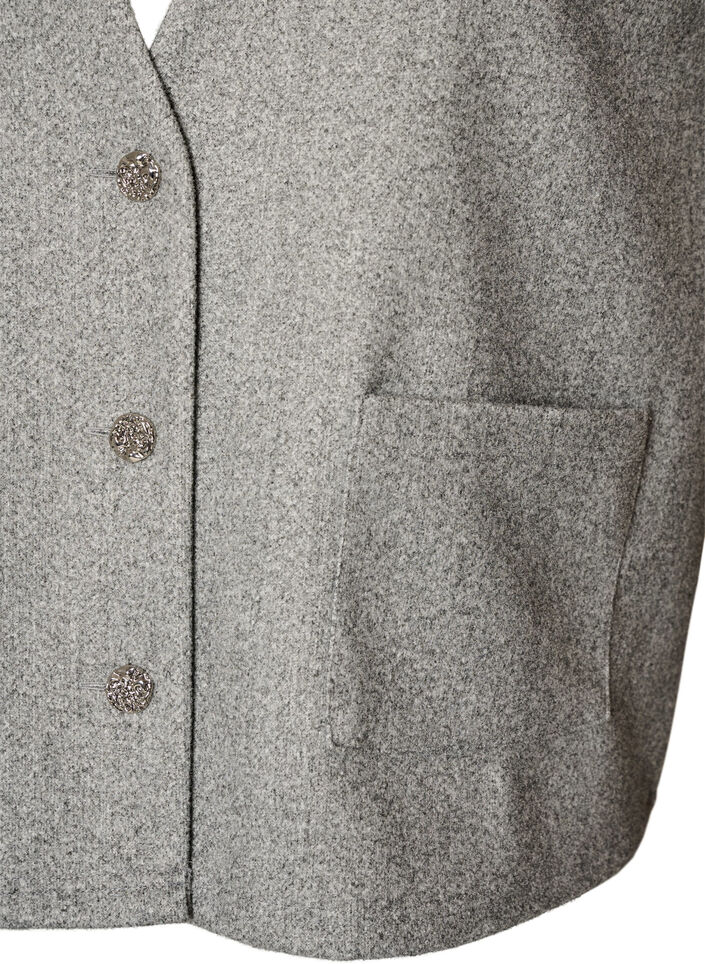 V-hals gilet met knopen, Grijs, Packshot image number 2
