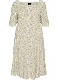 Gebloemde viscose zomerjurk, Wit