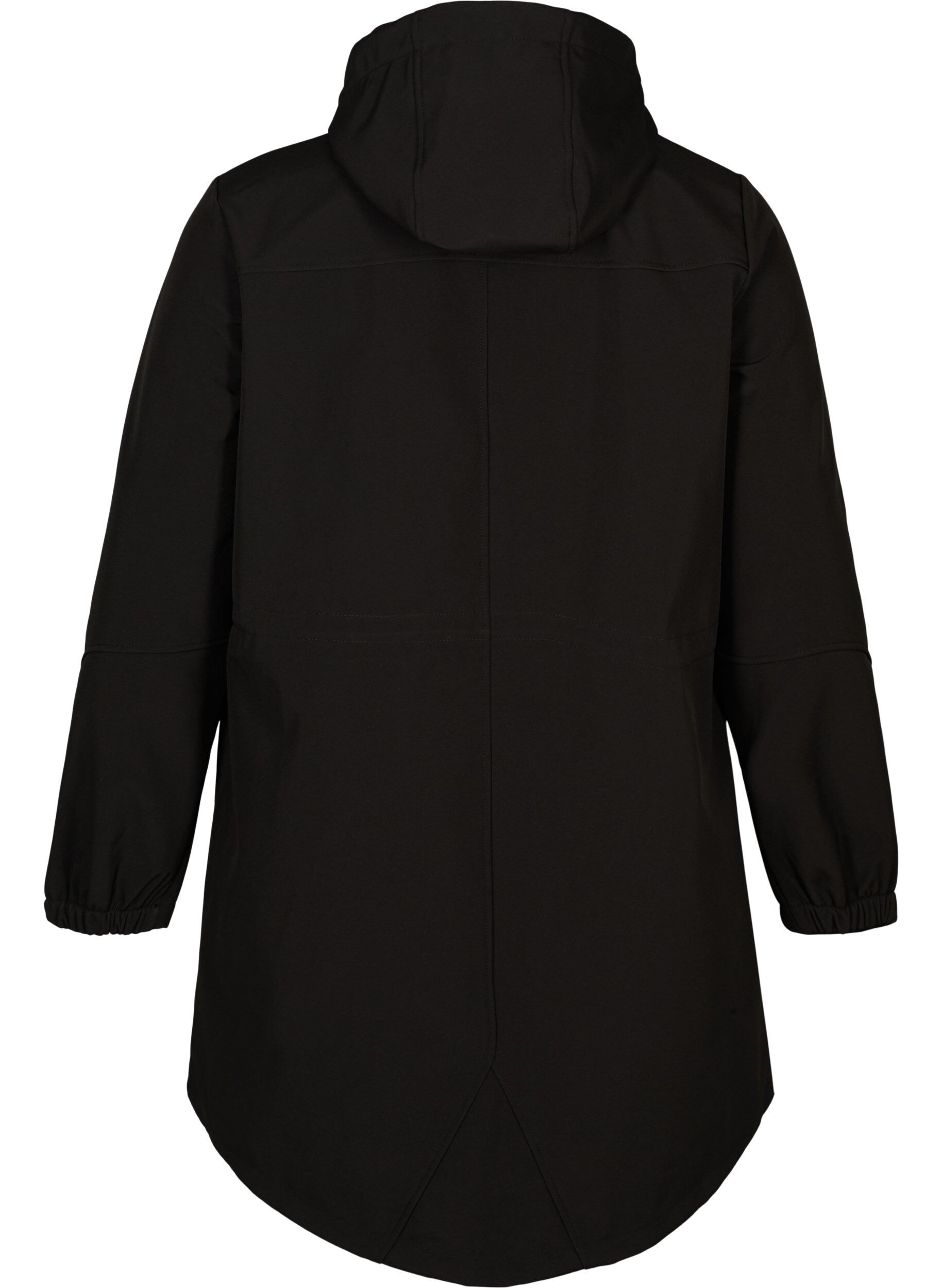 Zizzi Softshell jas met capuchon, Black solid, Packshot image number 1