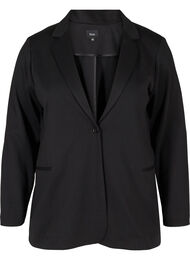 Basic blazer met knoop en sierzakken, Black