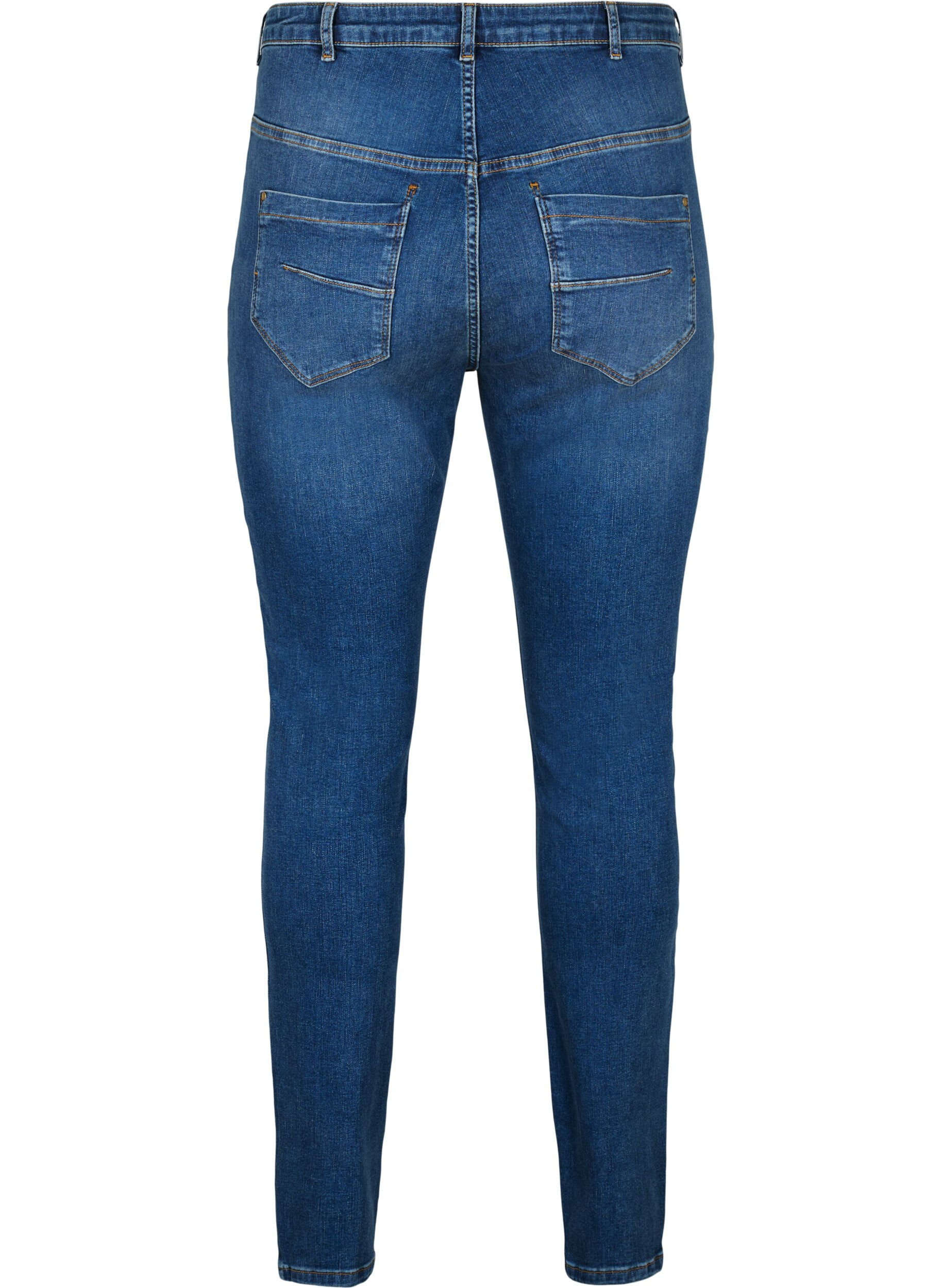 Zizzi Super slanke Amy jeans met hoge taille, Blue denim, Packshot image number 1