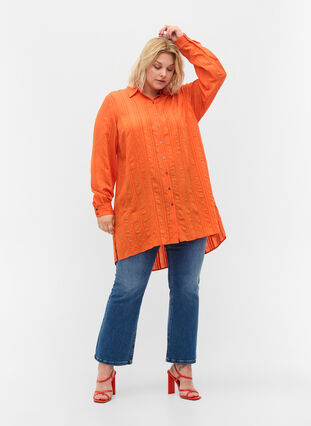 Lang gestreept overhemd met lange mouwen, Harvest Pumpkin, Model image number 2