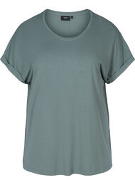 T-shirt in viscosemix met ronde hals, Balsam Green