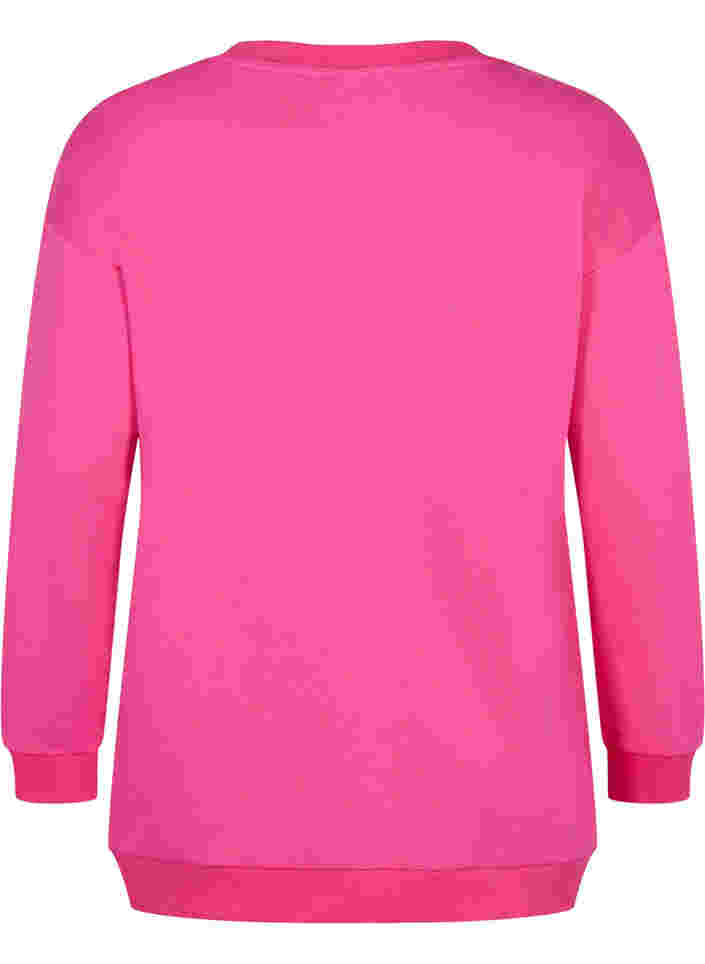 Sweatshirt van katoen met print, Fuchsia Purple, Packshot image number 1