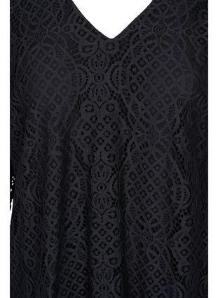 Kanten blouse met lange mouwen en v-hals, Black, Packshot image number 2