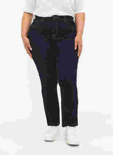 Slim fit Vilma jeans met hoge taille, Dk blue rinse, Model image number 3