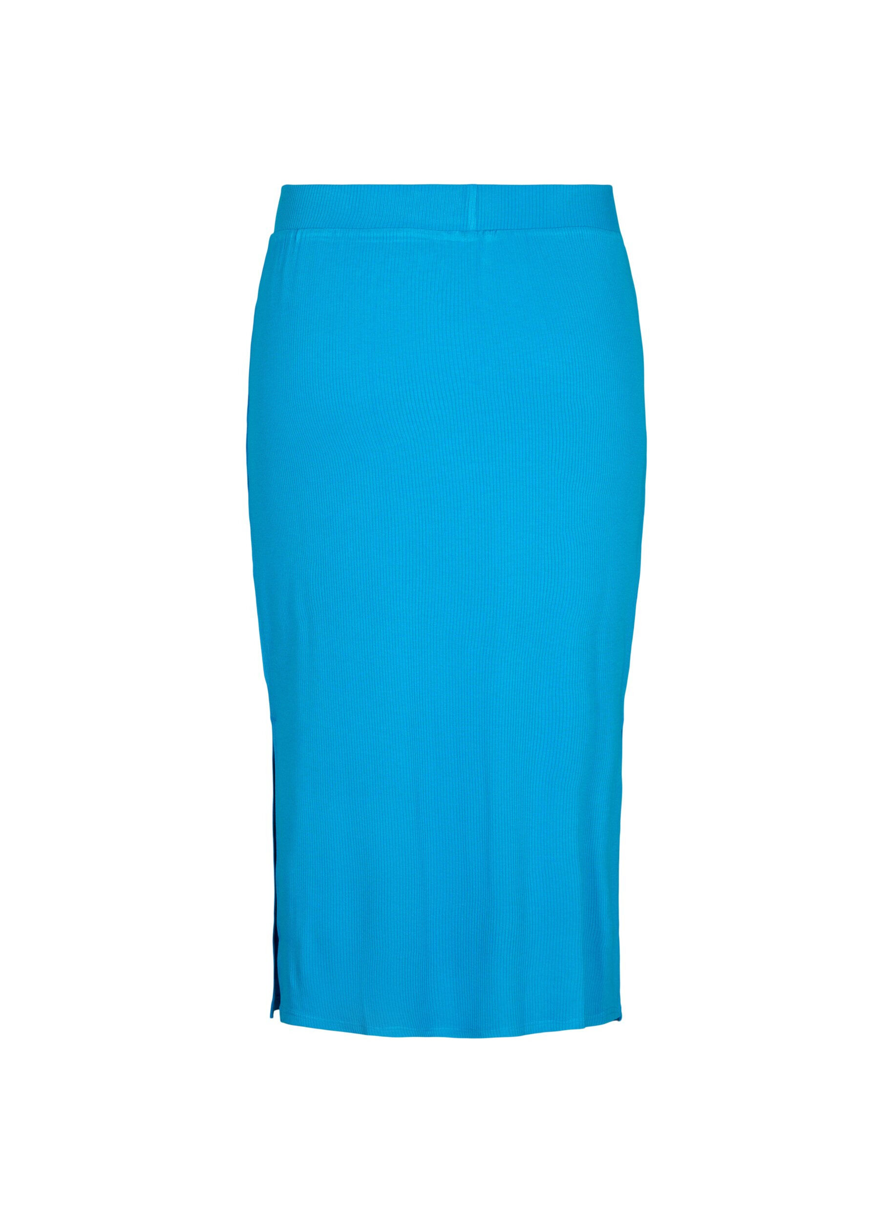 Zizzi Strakke viscose midi-rok, Ibiza Blue, Packshot image number 1