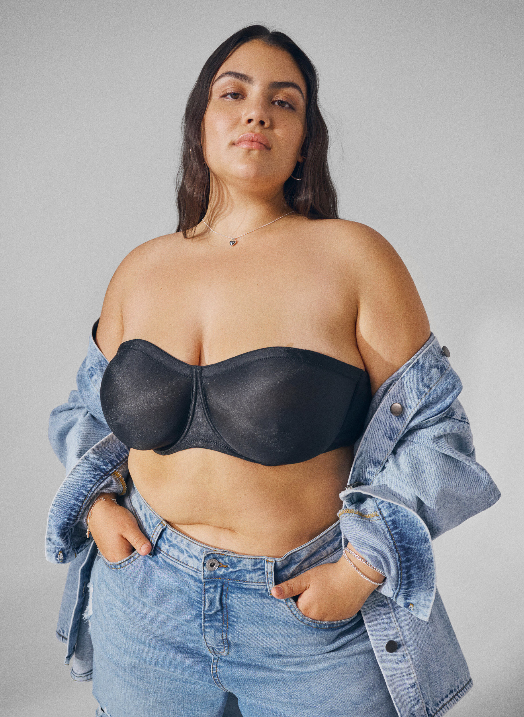 Zizzi Strapless beha met beugel, Zwart, Image image number 0