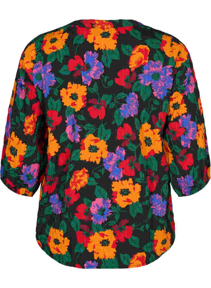 Bloemen blouse met 3/4 mouwen, Multi Flower AOP, Packshot image number 1