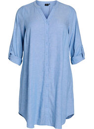 Lange shirt in linnen en viscose, Blauw