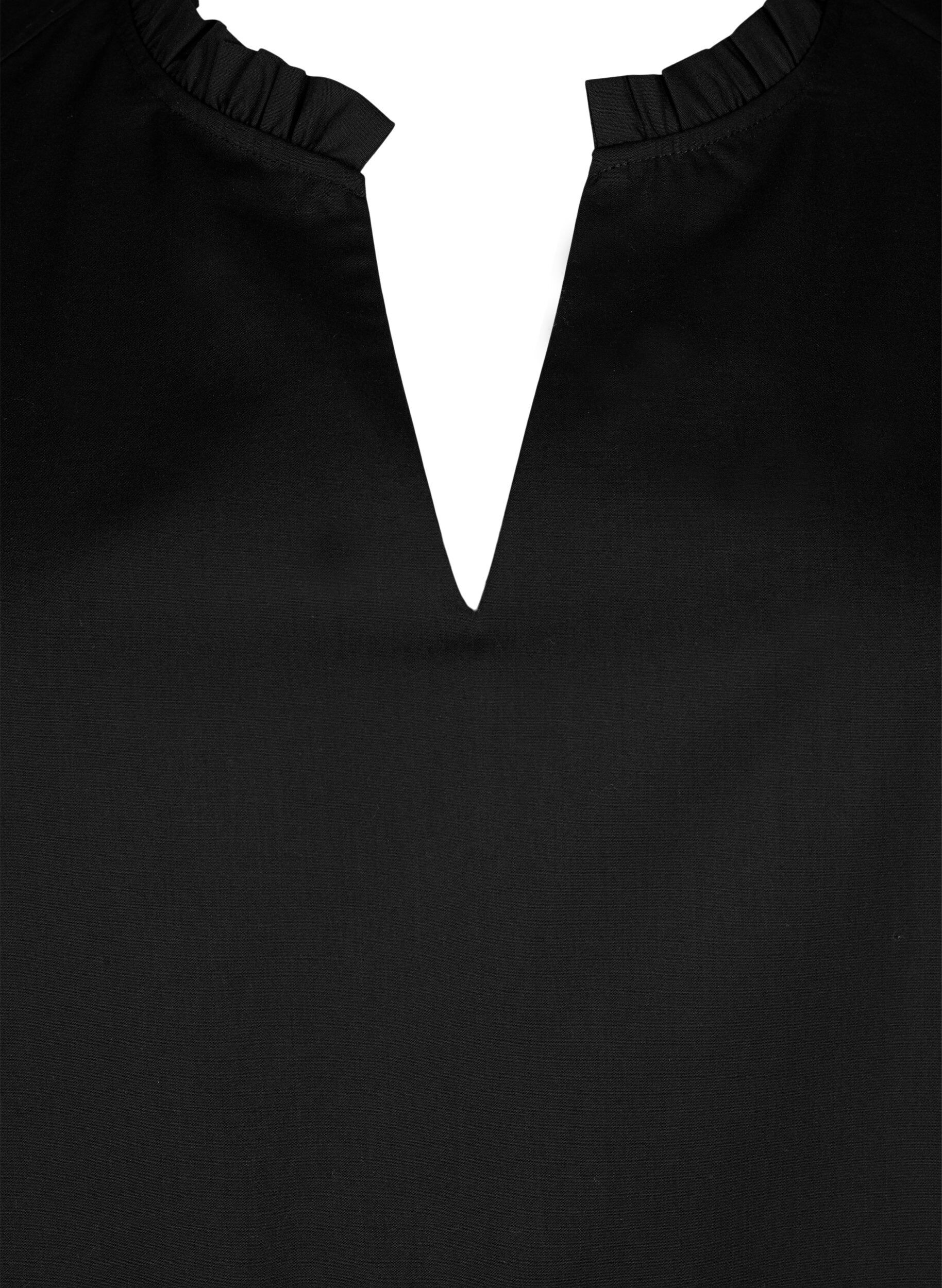 Zizzi Mouwloze top met pin-tuck en ruches, Zwart, Packshot image number 2