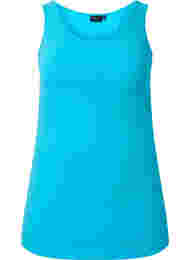 Effen gekleurd basic top in katoen, Blue Atoll