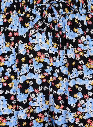 Los vallende viscose broek met all-over print, Black Blue Flower, Packshot image number 2