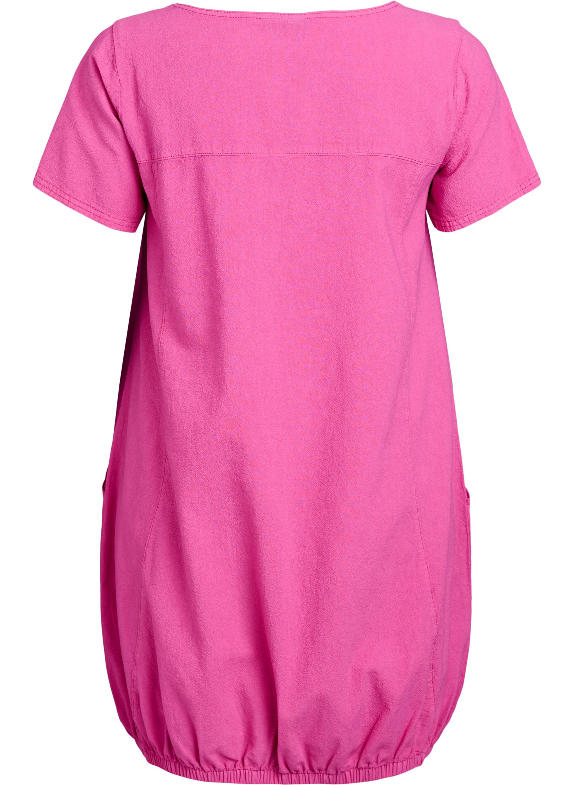 ZizziKatoenen jurk met korte mouwen, Roze, Packshot image number 1