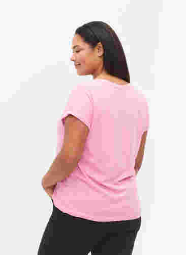 T-shirt met korte mouwen van katoenmix, Rosebloom, Model image number 1