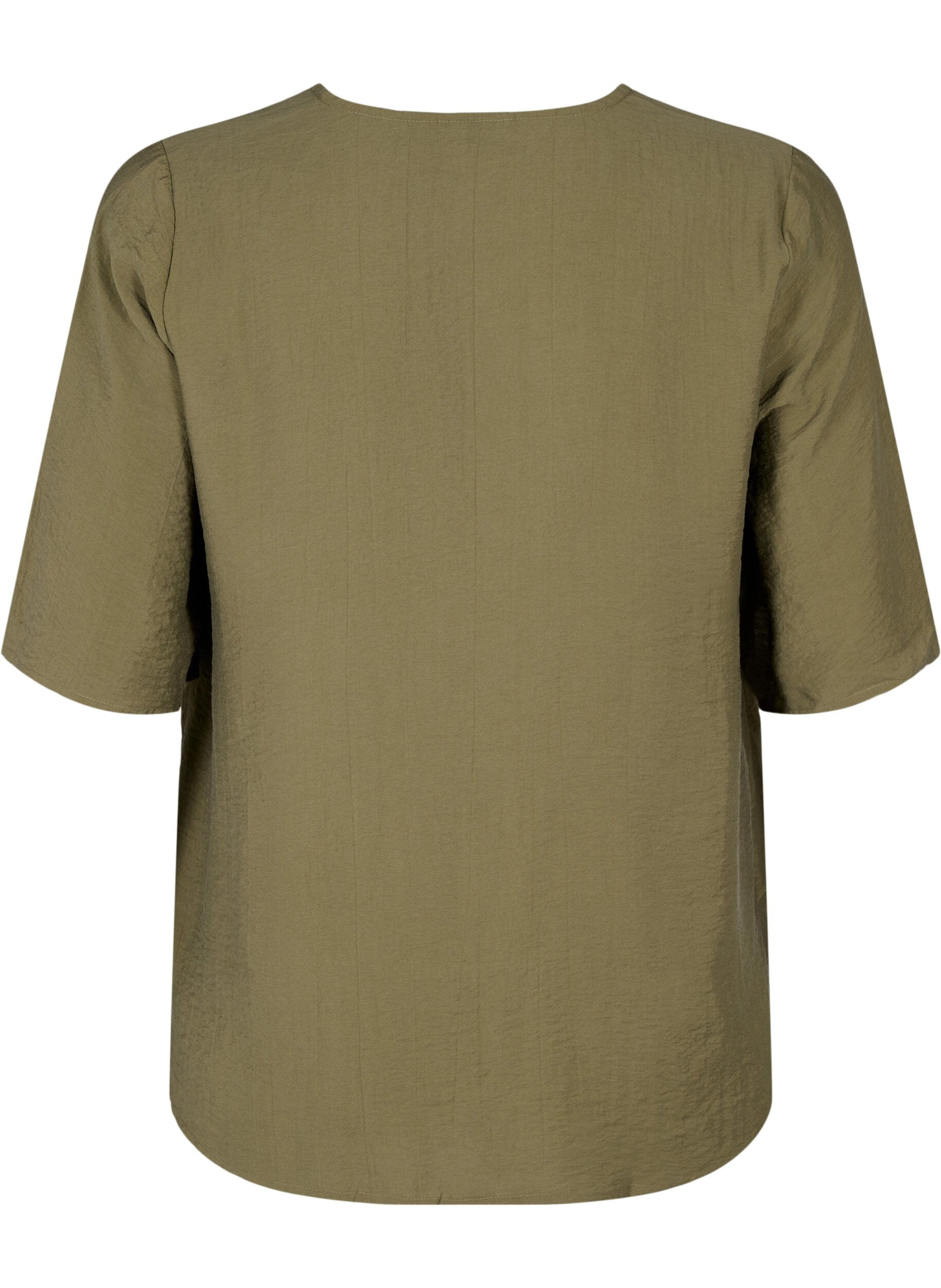 Zizzi Blouse van viscose met v-hals en borduursel, Groen, Packshot image number 1