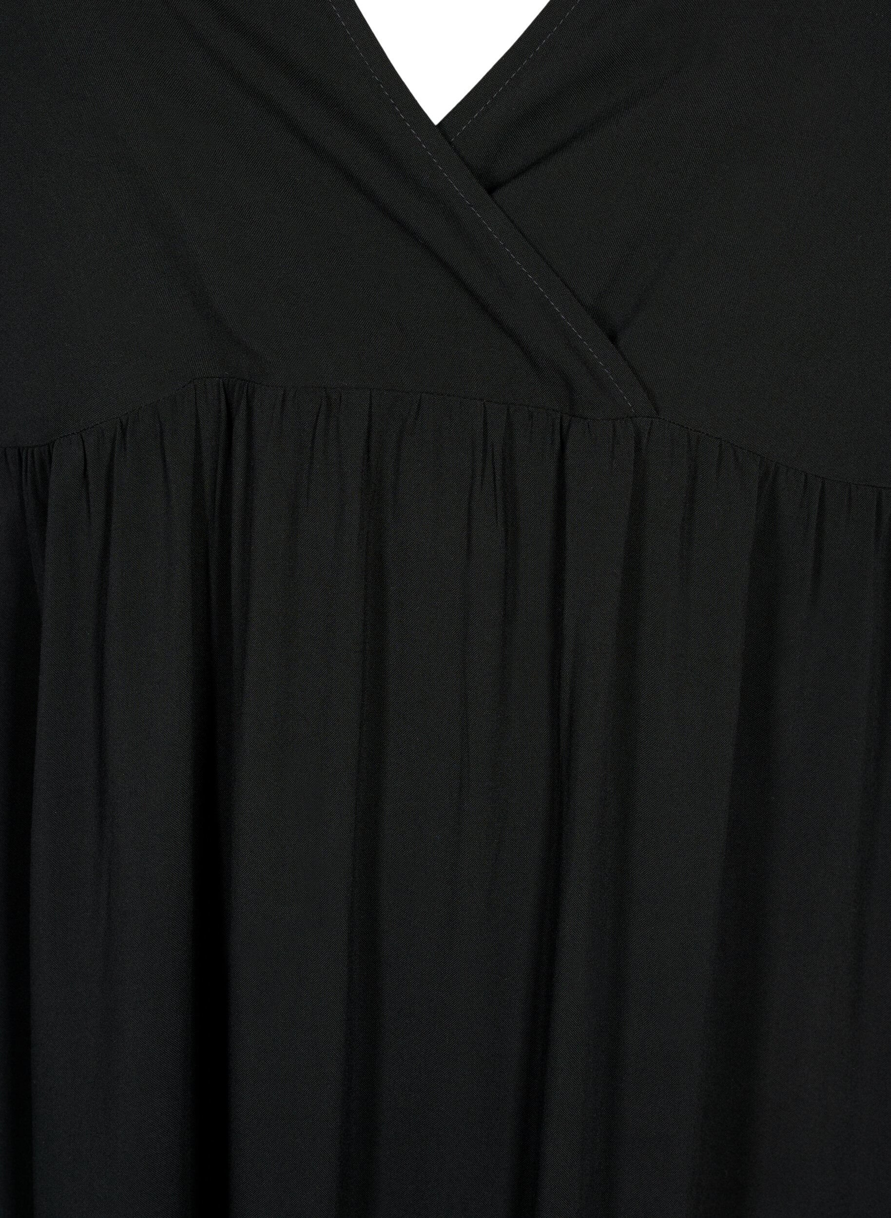 Zizzi Mouwloze maxi-jurk van viscose, Black, Packshot image number 2