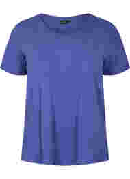Basic t-shirt in effen kleur met katoen, Deep Cobalt