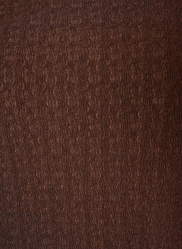 Midi-jurk met golvende structuur en lange mouwen, Bruin, Packshot image number 2
