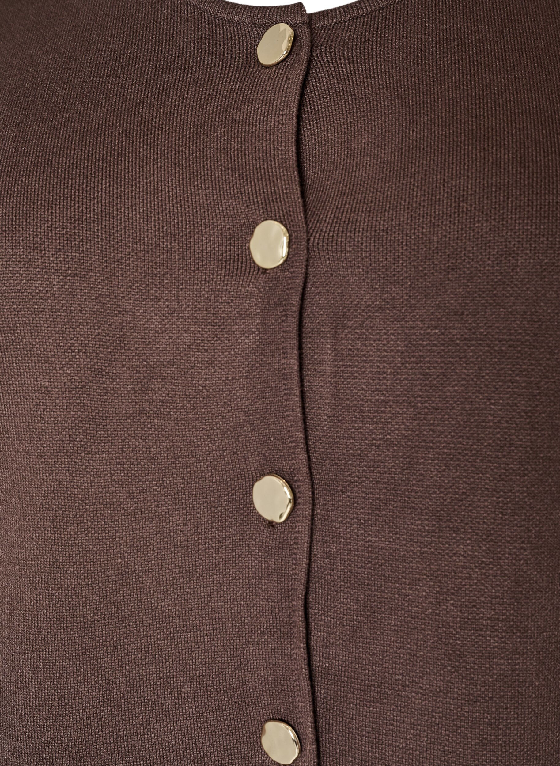 ZizziMouwloze breisel vest met decoratieve knopen, Bruin, Packshot image number 2