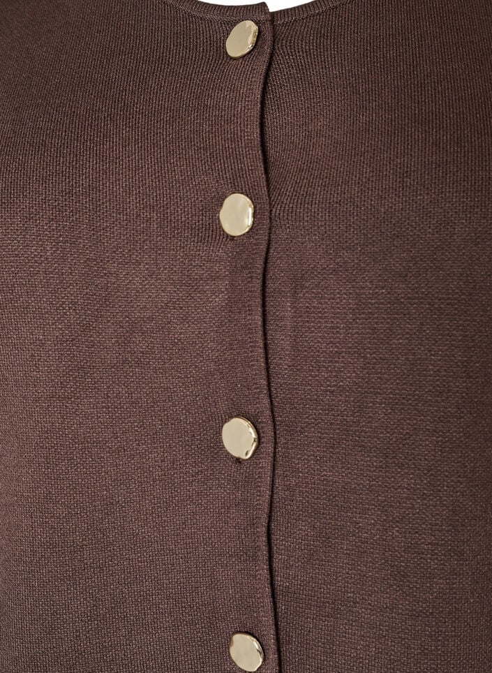 Mouwloze breisel vest met decoratieve knopen, Bruin, Packshot
