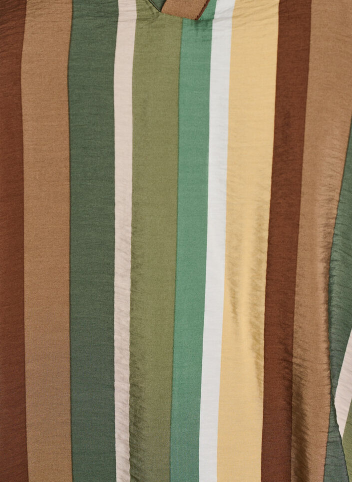 Blouse van viscose met strepen en korte mouwen, Bruin, Packshot image number 2