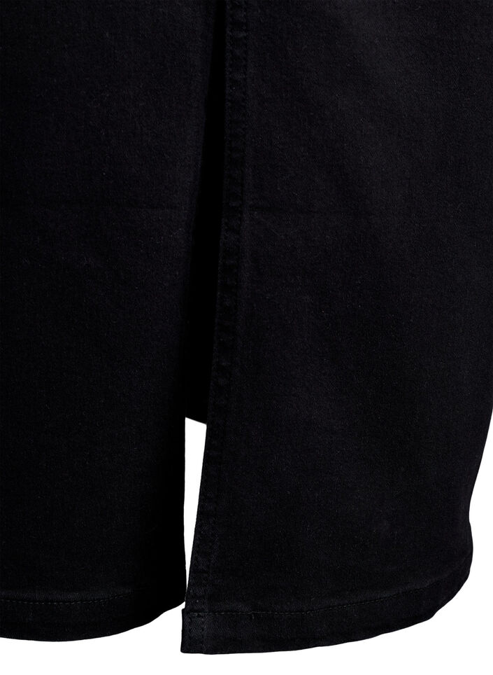 FLASH - Halflange denimrok met een voorsplit, Zwart, Packshot image number 4