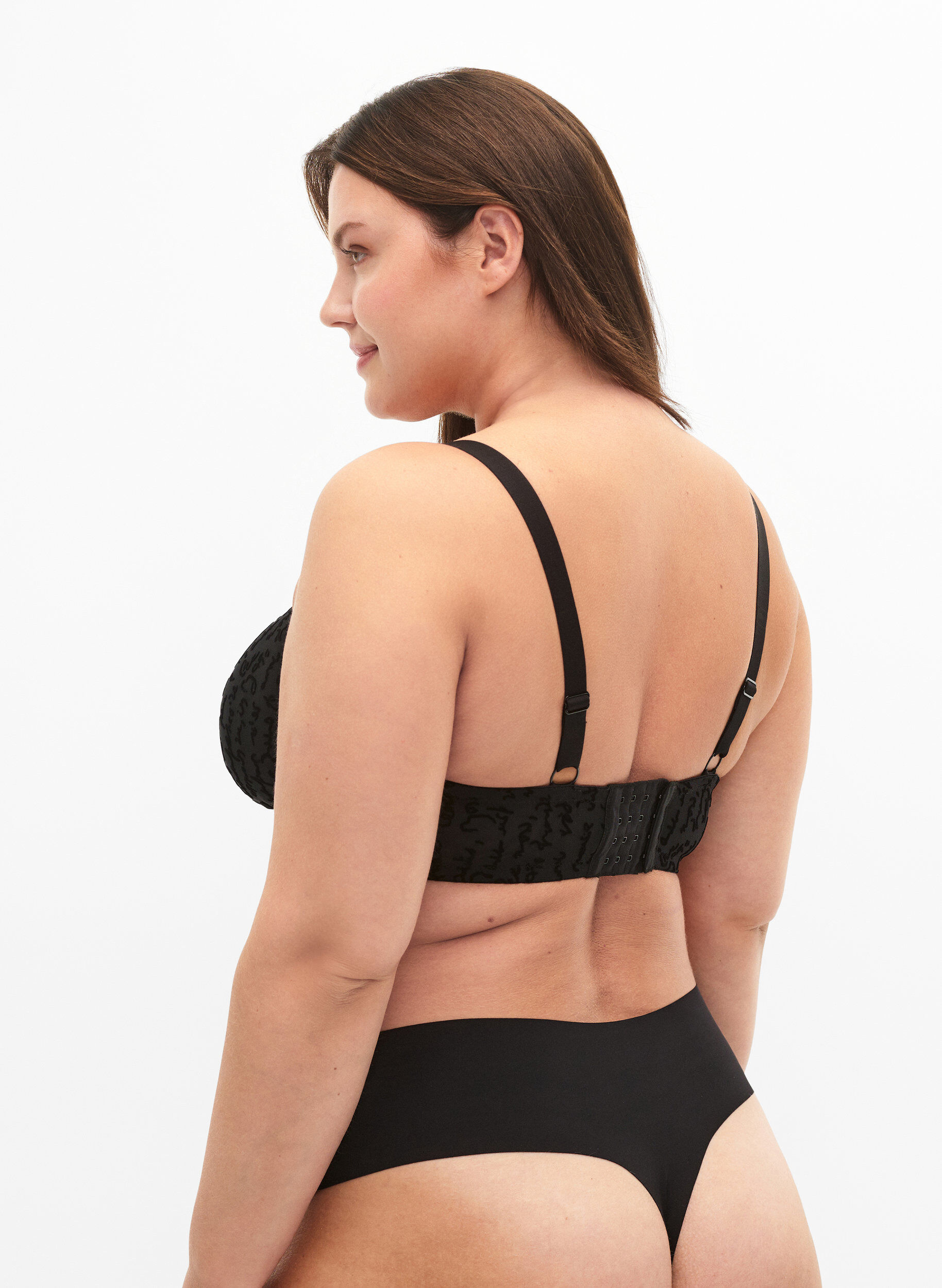 Zizzi Beha met volledige bedekking en tekstopdruk, Black, Model image number 1