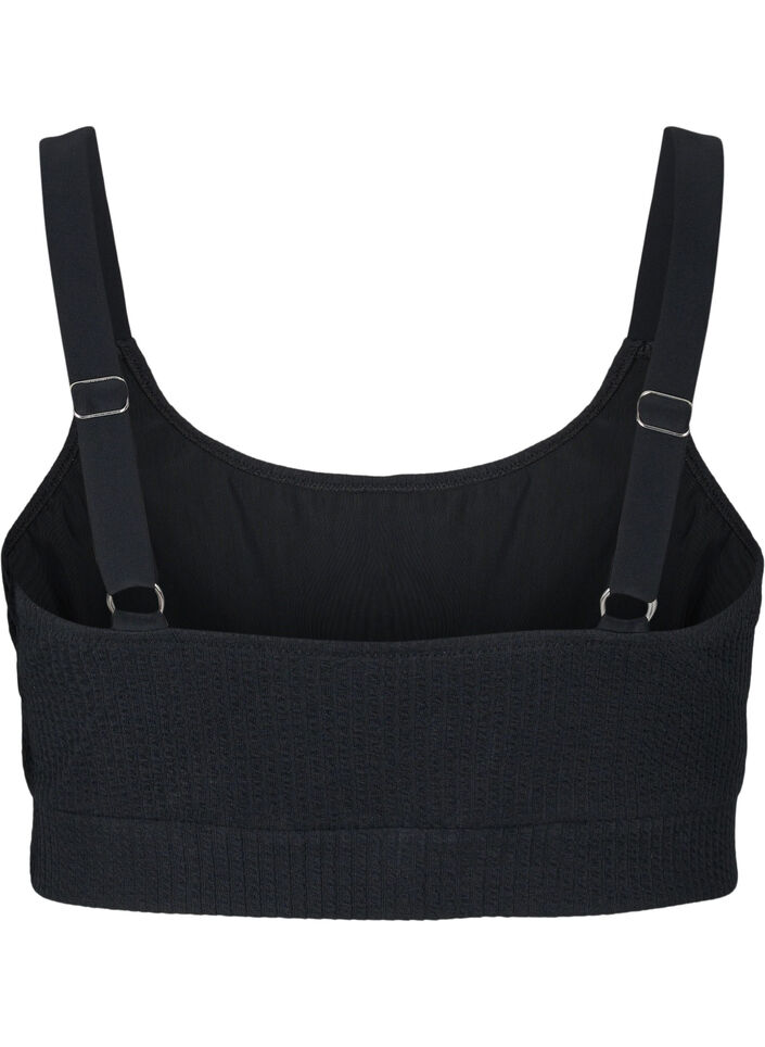 Bikinitop met cr&ecirc;pe structuur, Black, Packshot image number 1