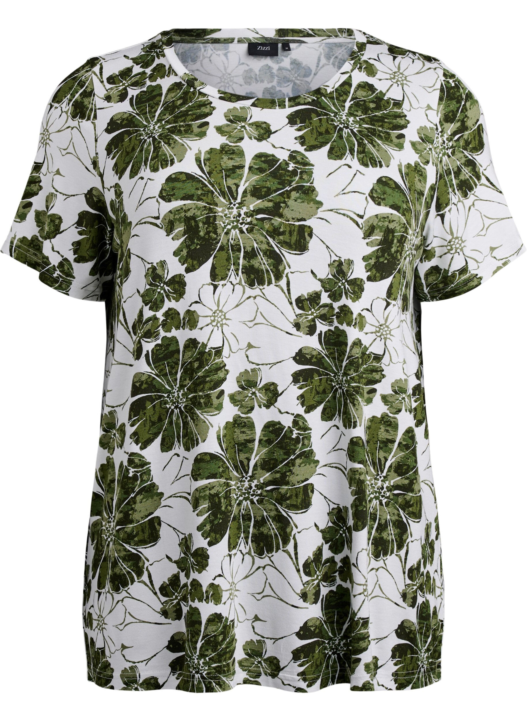 Zizzi T-shirt met bloemenprint, Groen, Packshot image number 0