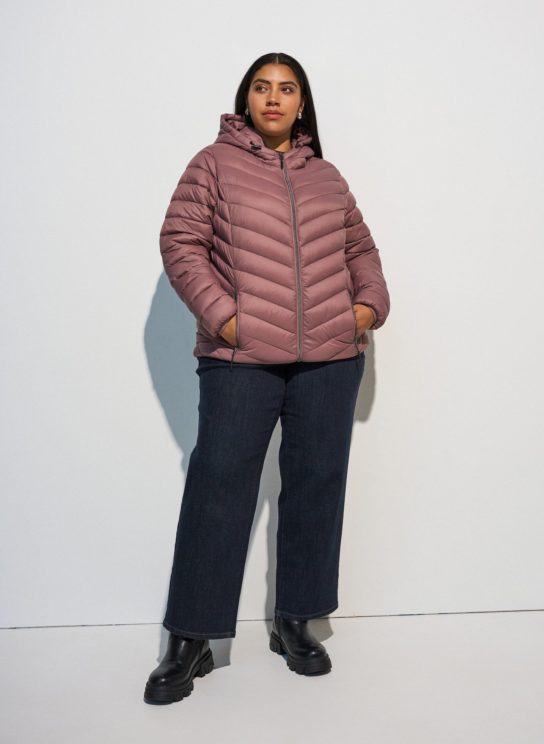 ZizziLichtgewicht jas met capuchon, Roze, Model image number 1