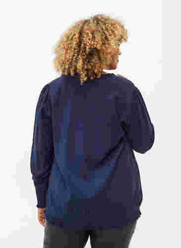 Viscose blouse met lange mouwen en smok, Navy Blazer, Model image number 1