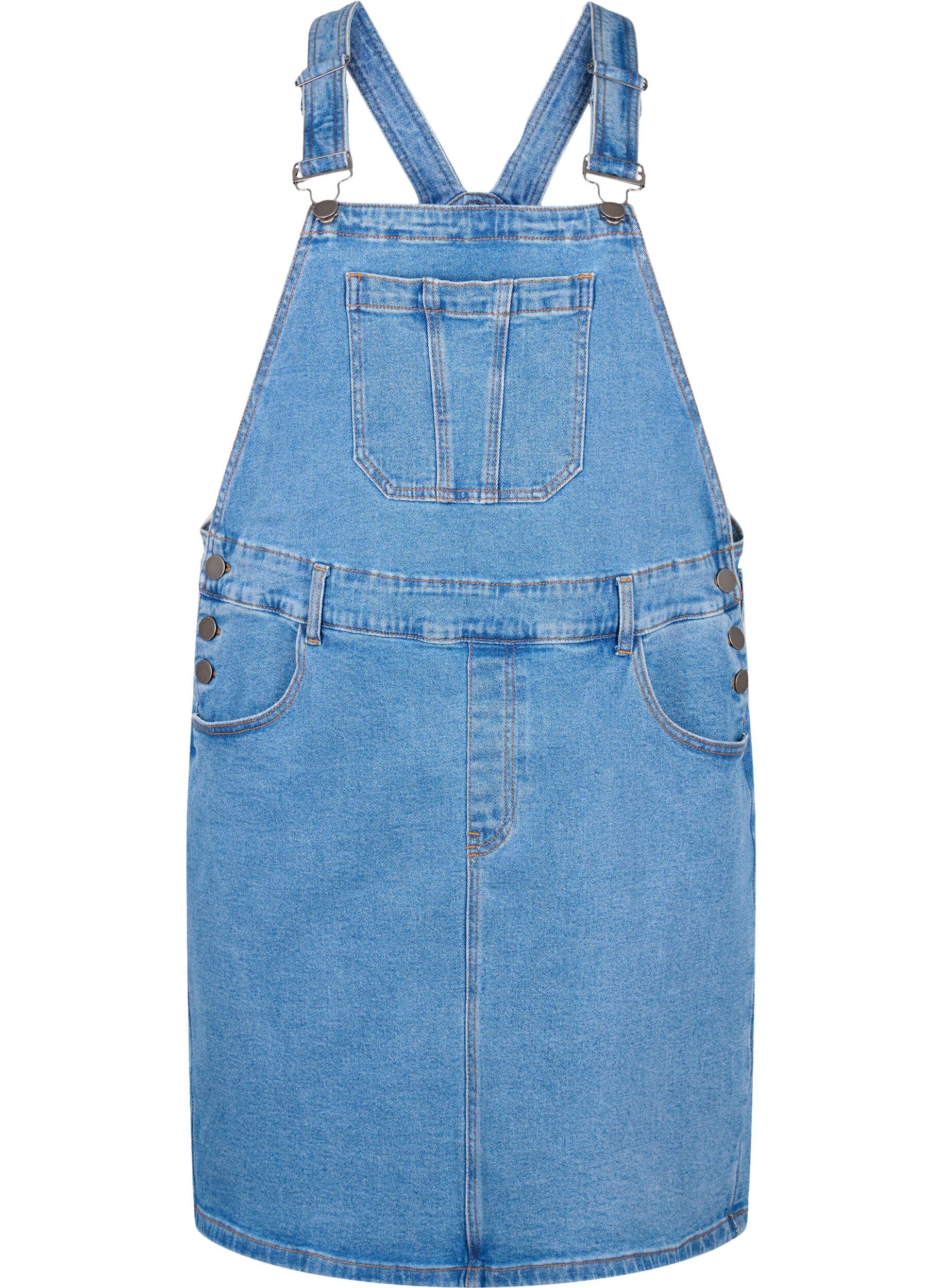 Zizzi Denim overall jurk, Blauw, Packshot image number 0