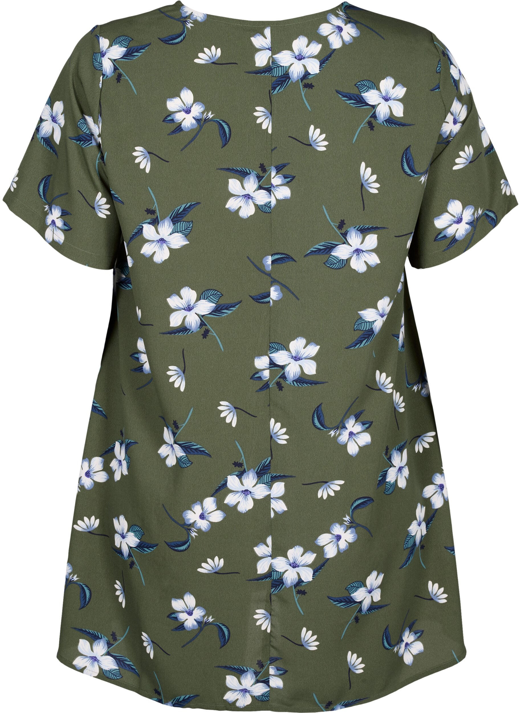 Zizzi FLASH - Tuniek met v-hals en print, Olive Night Flower, Packshot image number 1