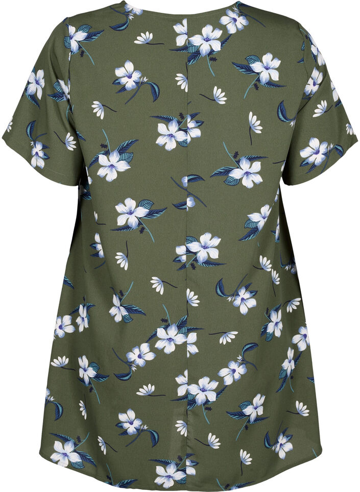 FLASH - Tuniek met v-hals en print, Olive Night Flower, Packshot image number 1