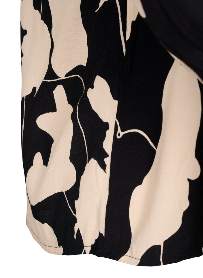 Bedrukte viscose top met kiel, Black AOP, Packshot image number 3