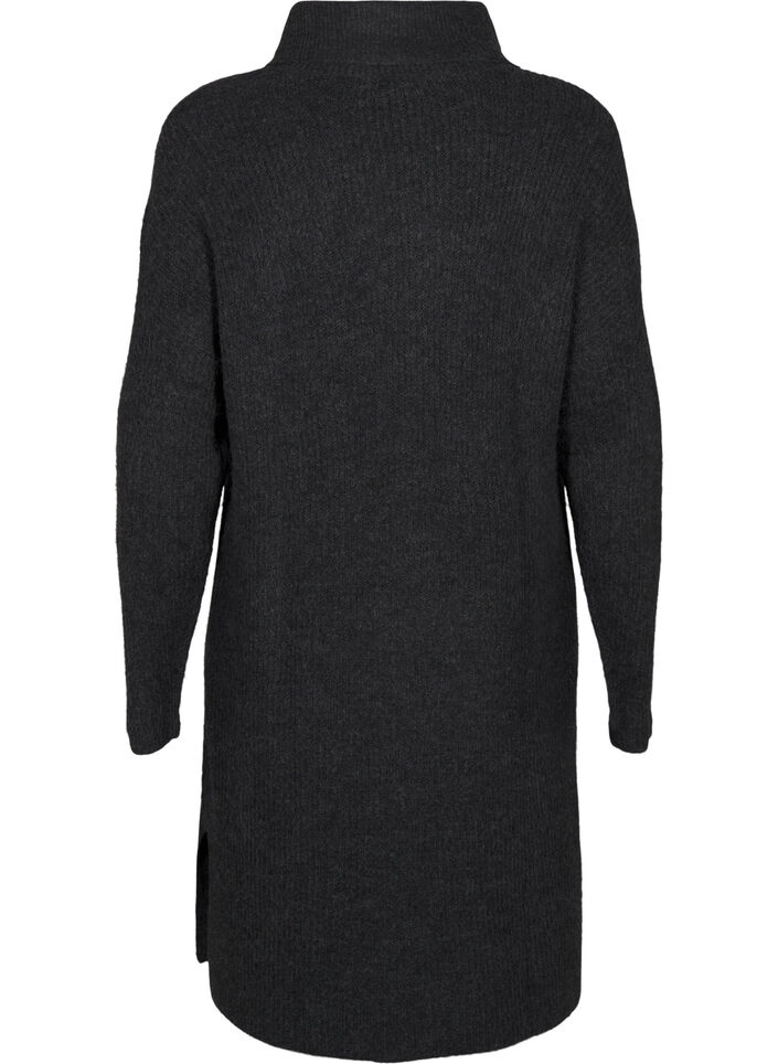 Gebreide jurk met col, Grijs, Packshot image number 1