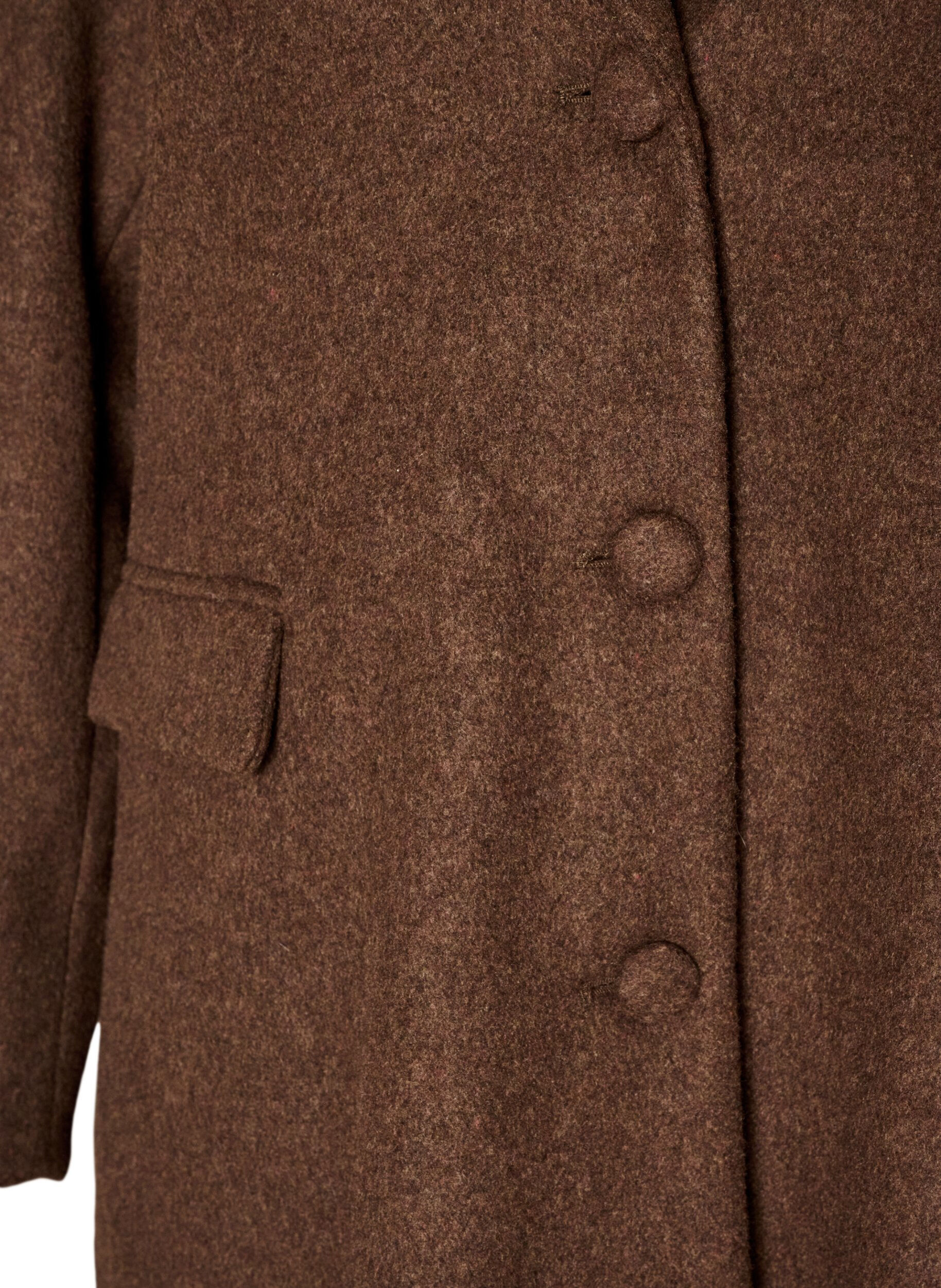 ZizziWolblendjas met revers en knopen, Bruin, Packshot image number 2