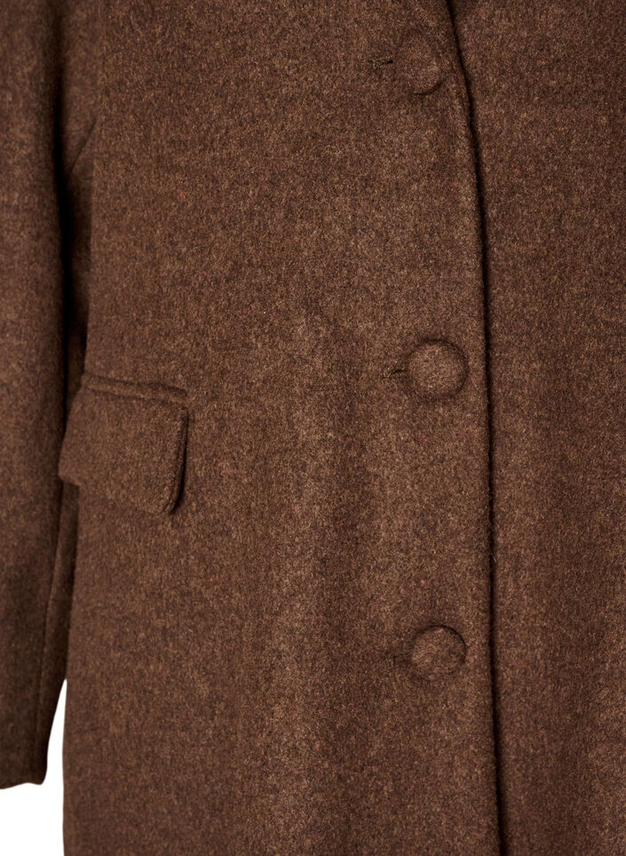 Wolblendjas met revers en knopen, Bruin, Packshot image number 2