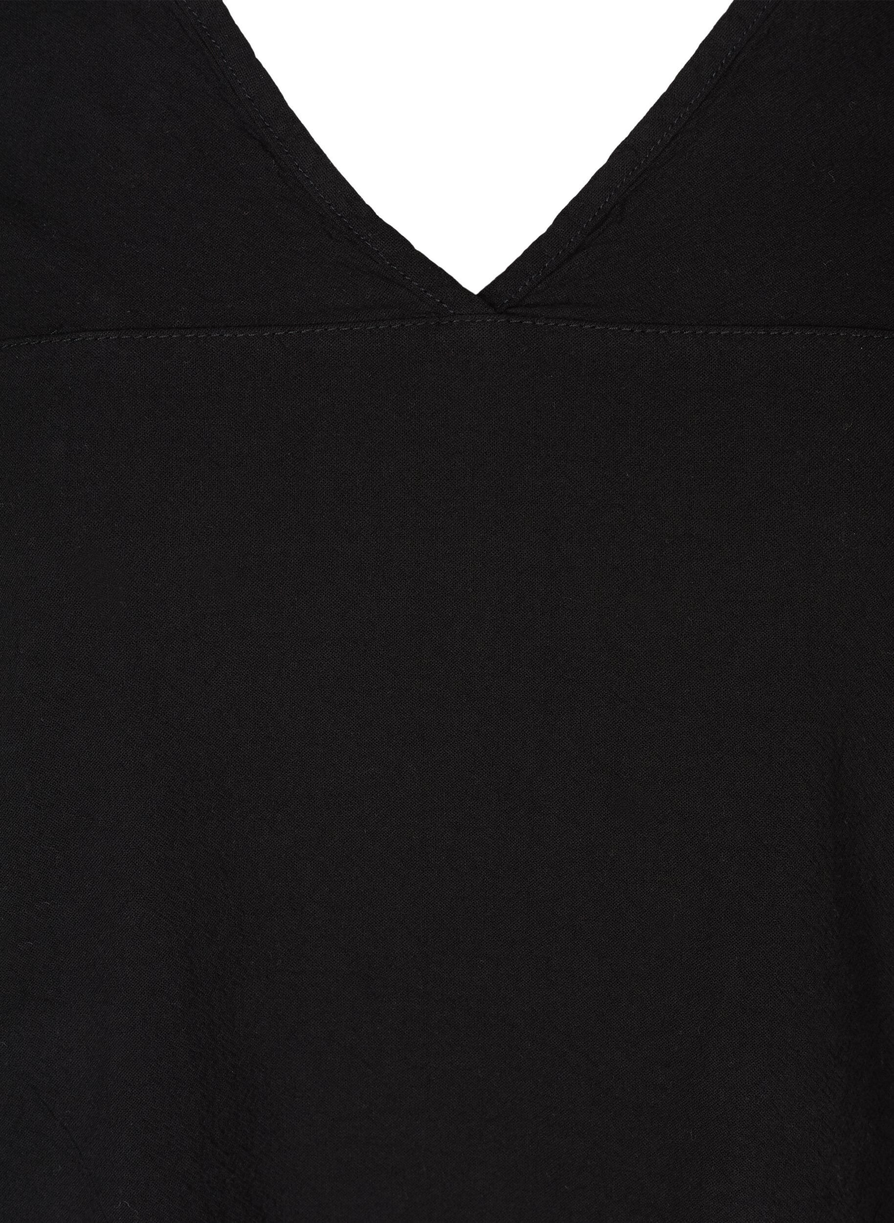 ZizziKatoenen jurk met korte mouwen, Zwart, Packshot image number 2