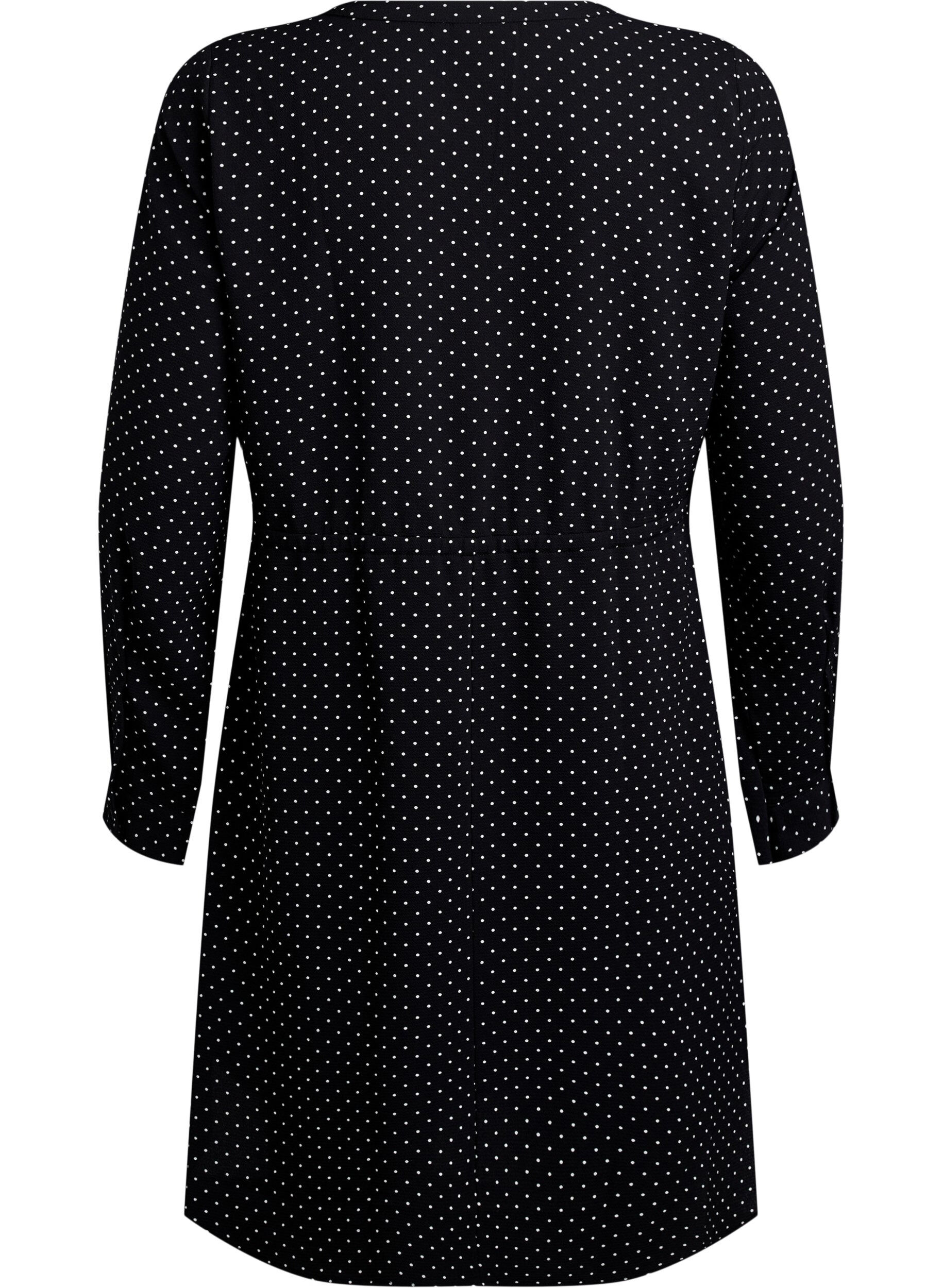 Zizzi Knielange jurk met strikceintuur, Zwart, Packshot image number 1