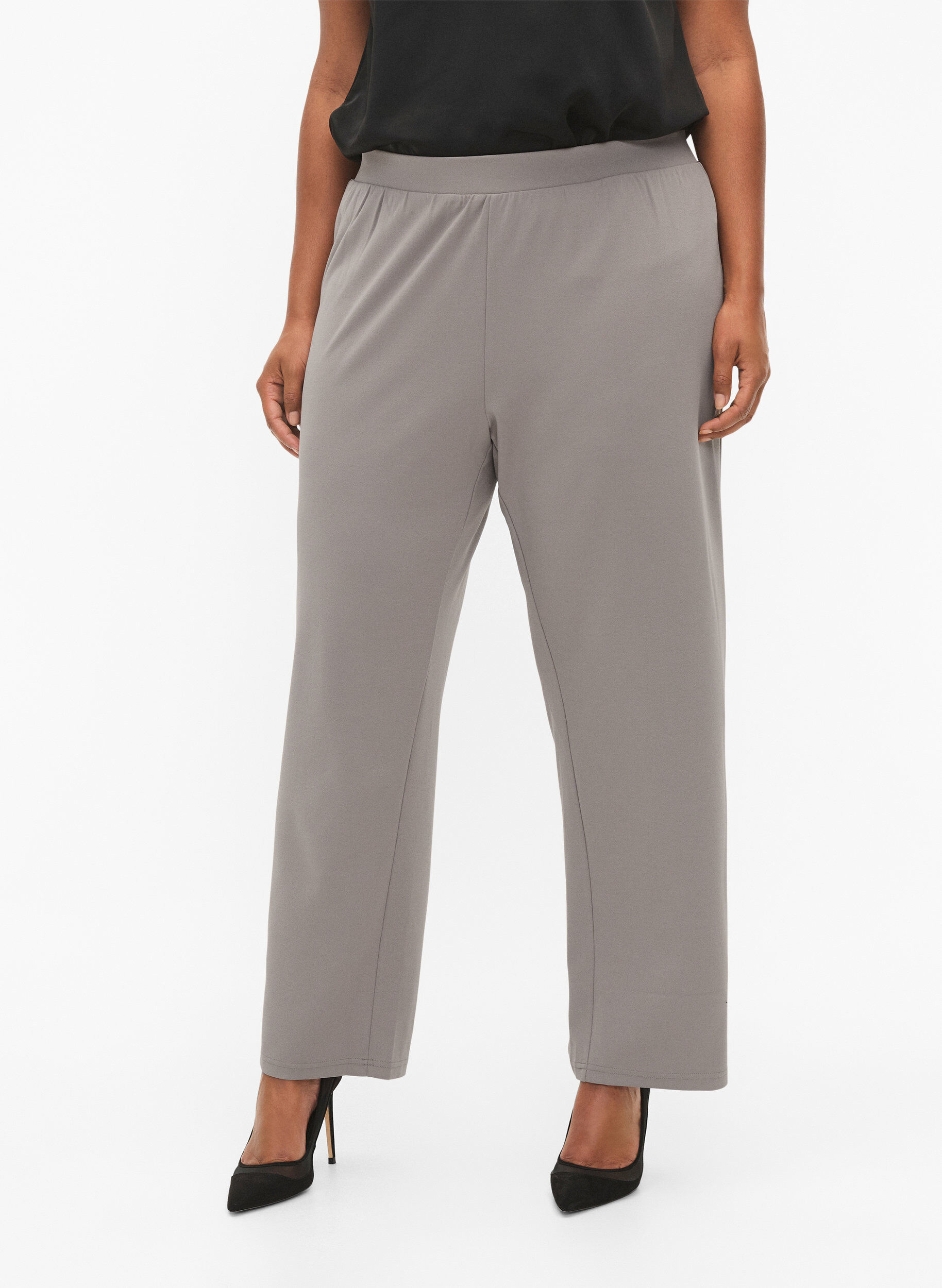 Zizzi Broek met rechte pasvorm, Beige, Model image number 2