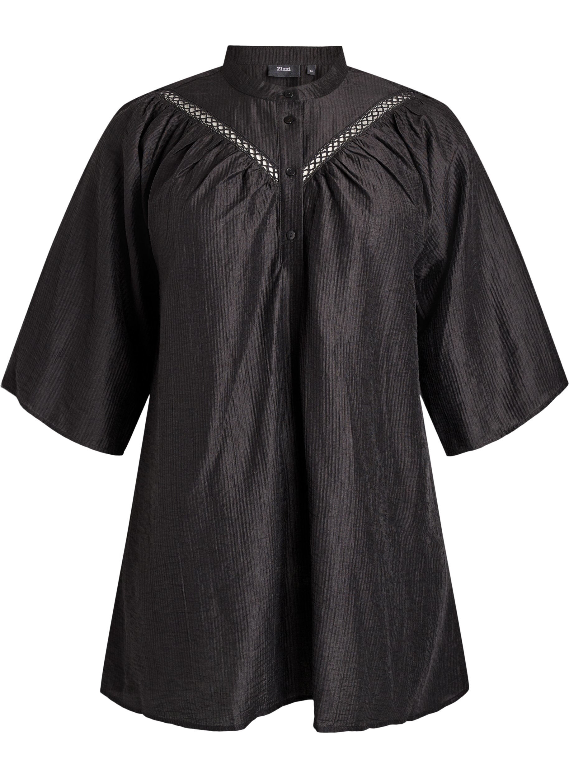 Tunic met gehaakte randen en gestreepte textuur